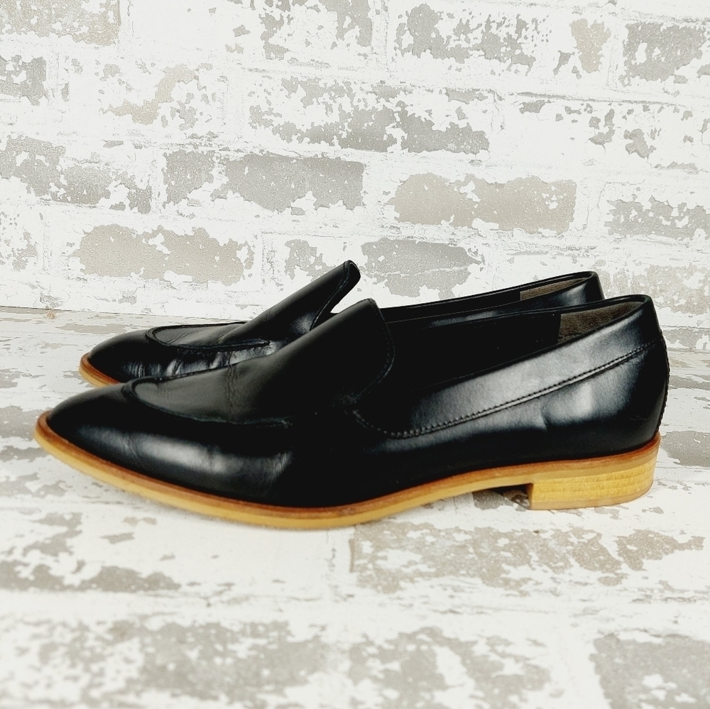 Everlane Women's Black Leather Modern Loafers V331 - Picture 2 of 8